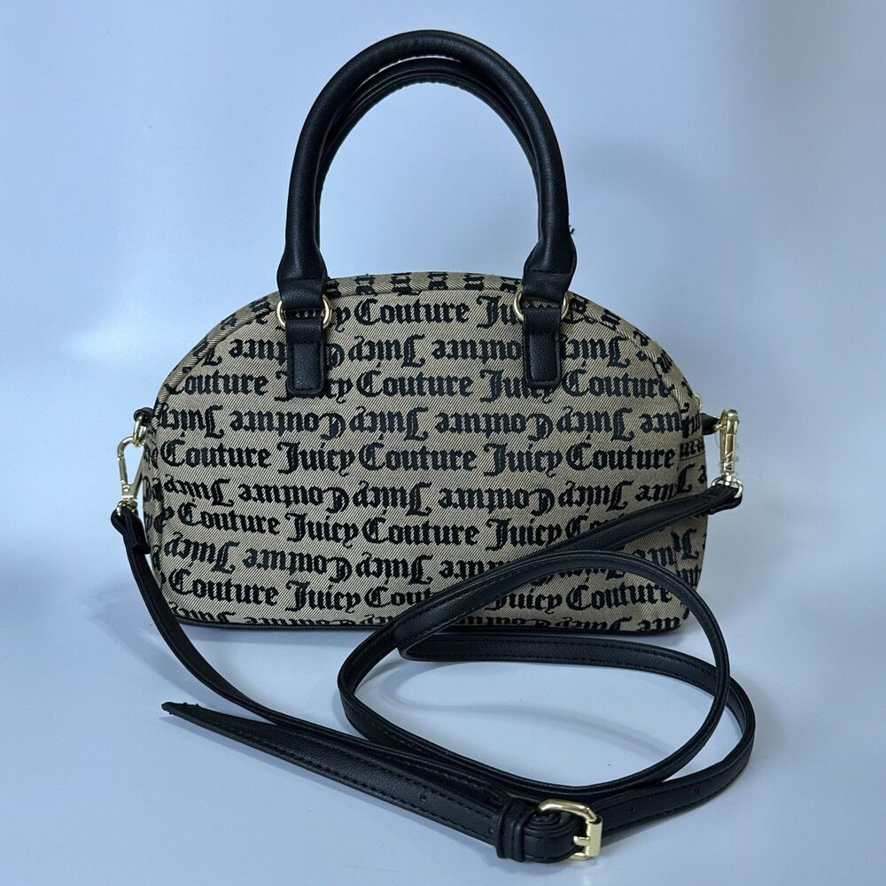 Juicy Couture Beige Black Oops A Daisey Satchel Bag Preppy Y2K Designer - Picture 5 of 12